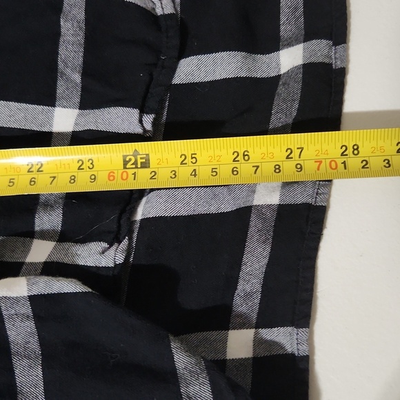 George Mens Shirt Large Blak White Plaid Long Sleeve Flannel - Picture 5 of 9